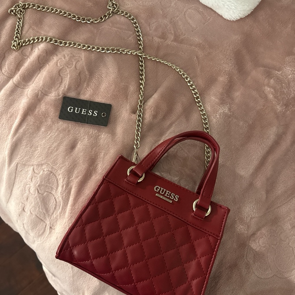 Guess Red Quilted Crossbody Bag